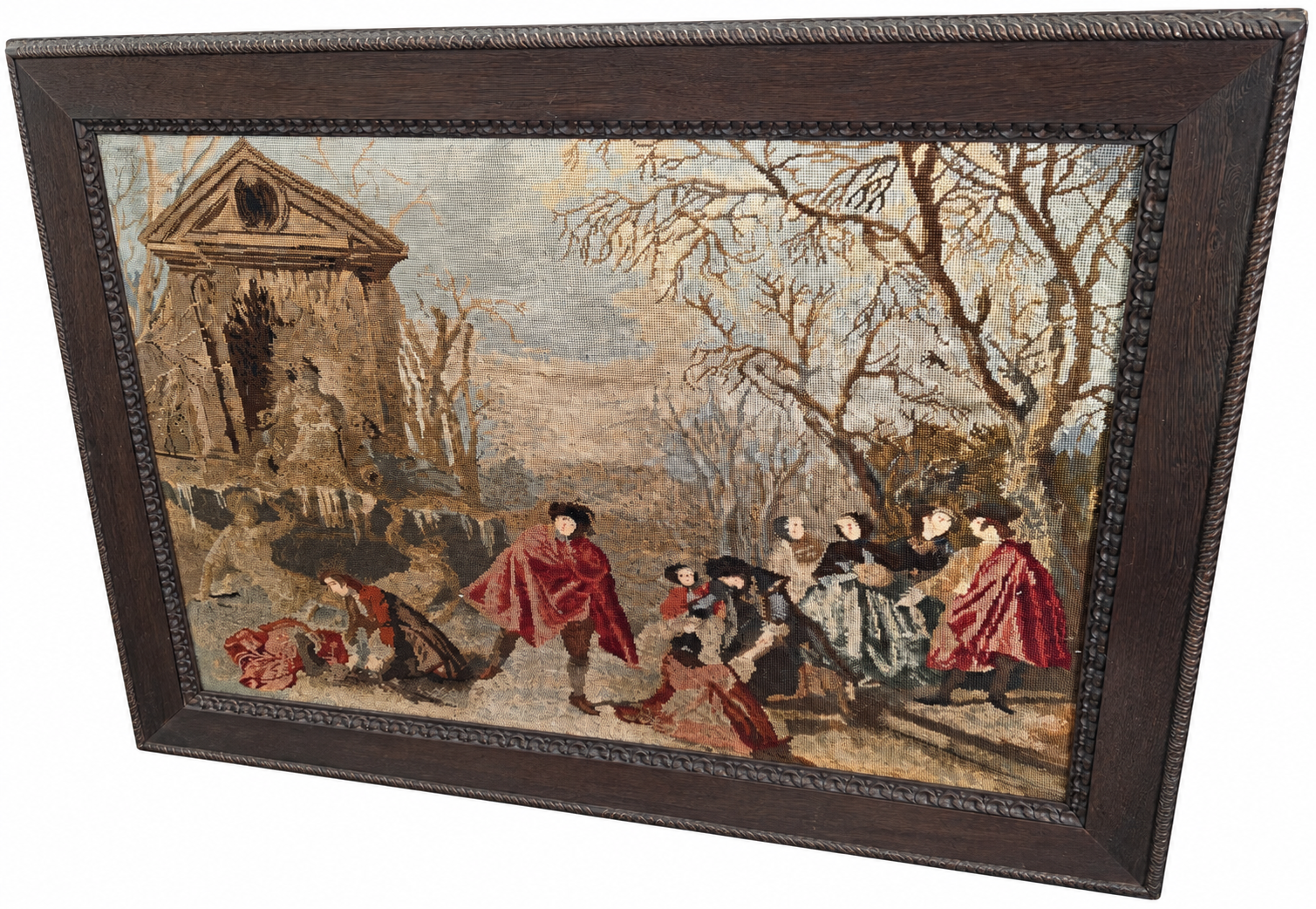 Grande Quadro em Ponto de Cruz com Cena Histórica